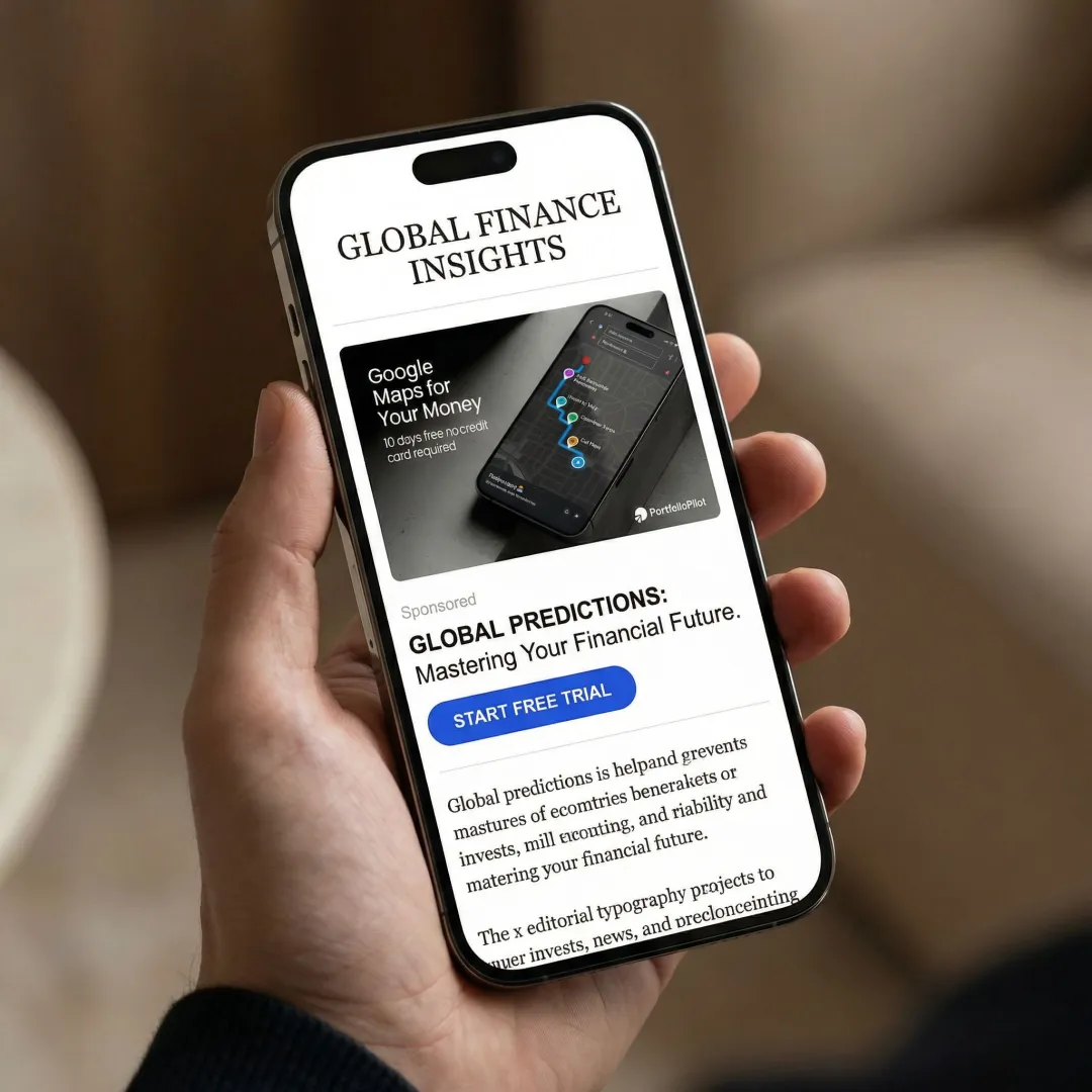 Brand advertisement integrated naturally within a news newsletter email on a mobile device
