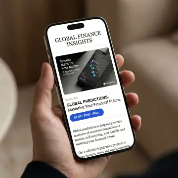 Brand advertisement integrated naturally within a news newsletter email on a mobile device
