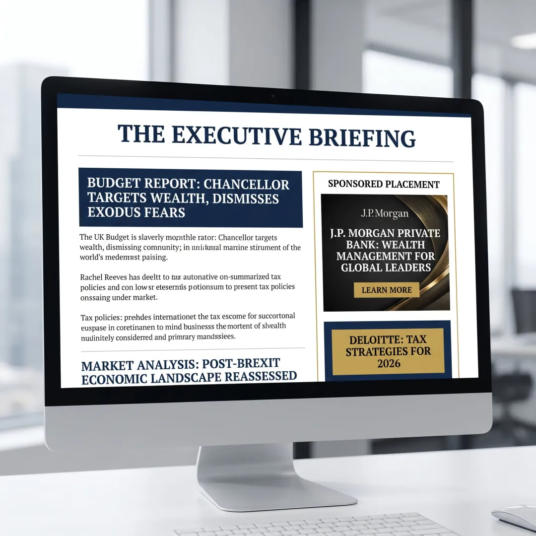 Newsletter ad placement in executive publication
