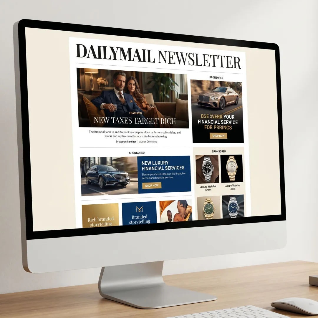 Branded newsletter content example on screen