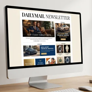 Branded newsletter content example on screen