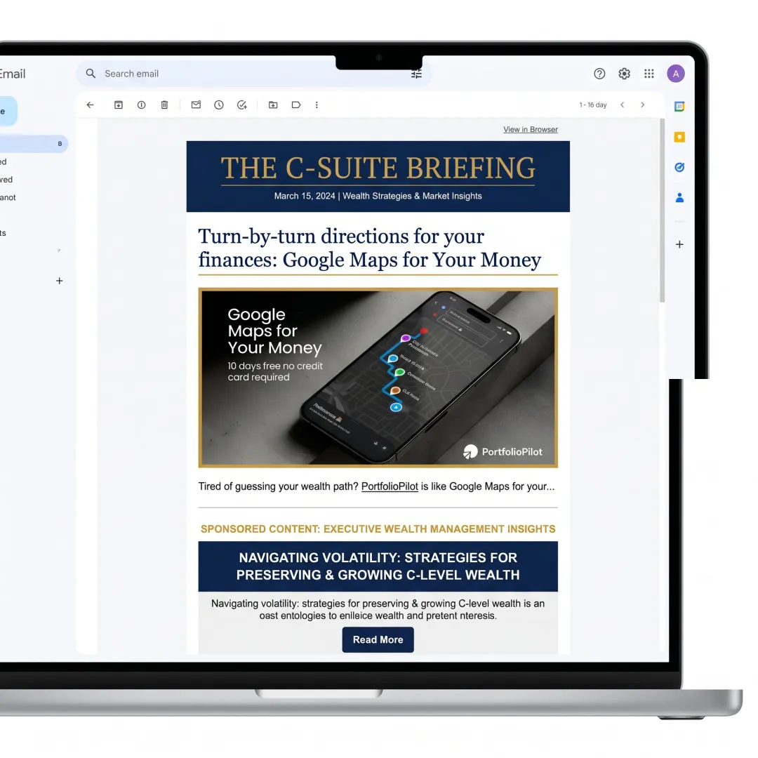 Financial brand ad placement in premium newsletter