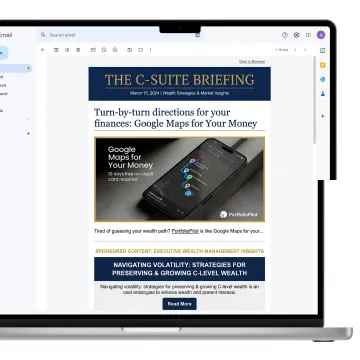 Financial brand ad placement in premium newsletter