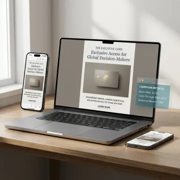 Credit card advertising campaign in a premium newsletter