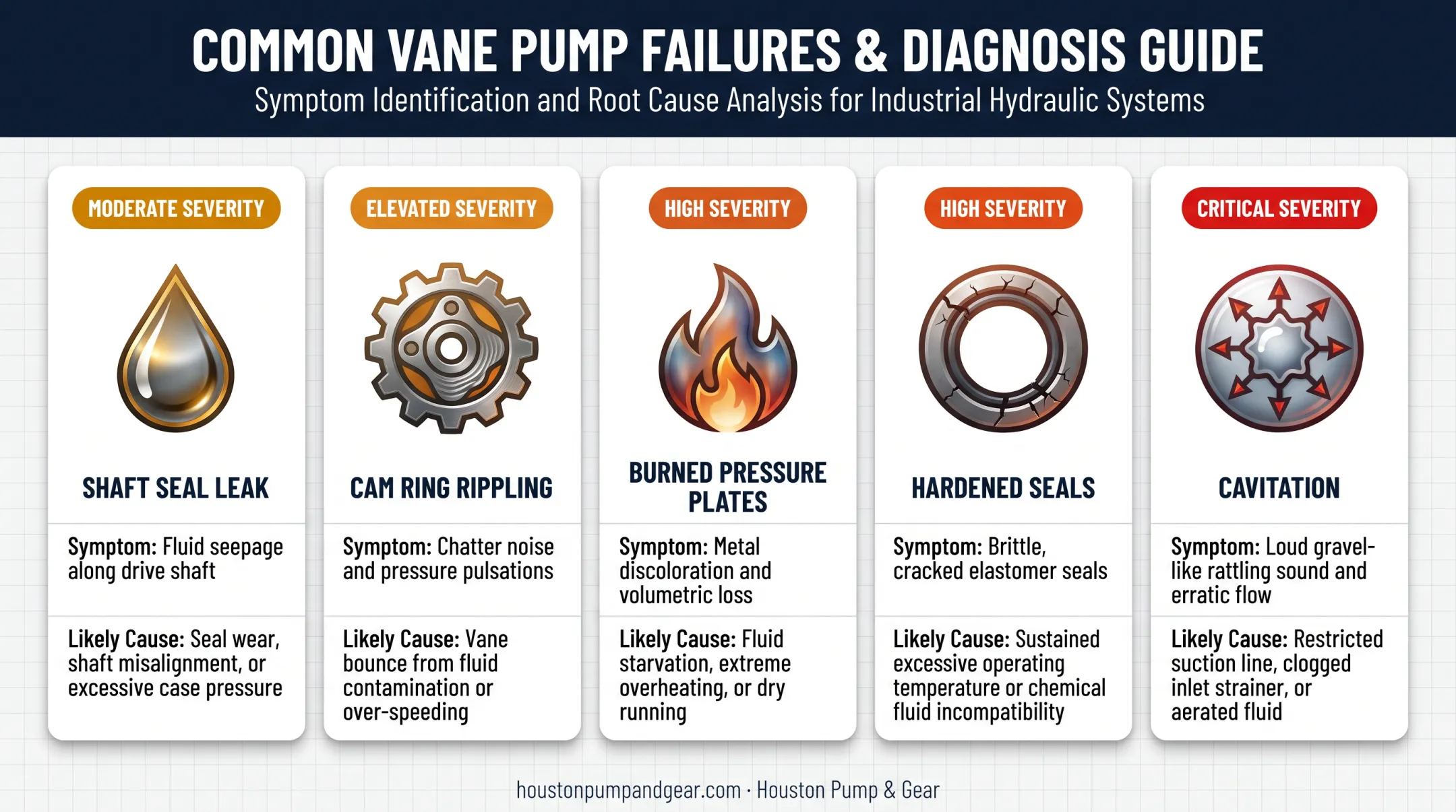 Five common hydraulic vane pump failure symptoms and causes comparison chart