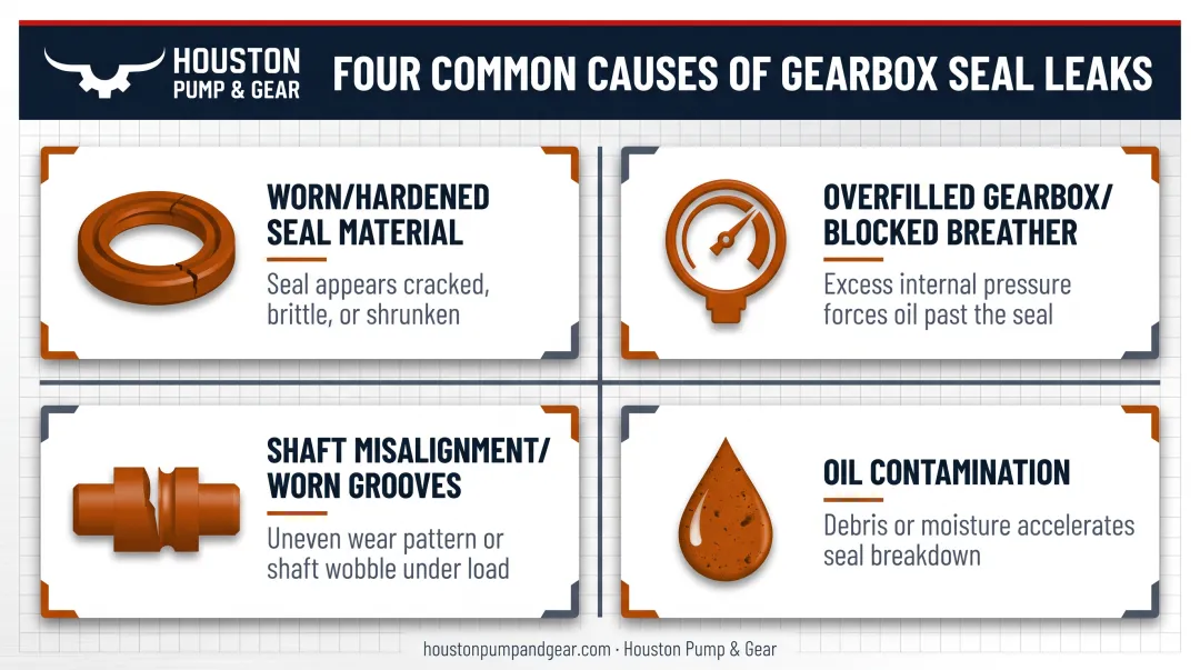 Four common causes of gearbox seal leaks and symptoms