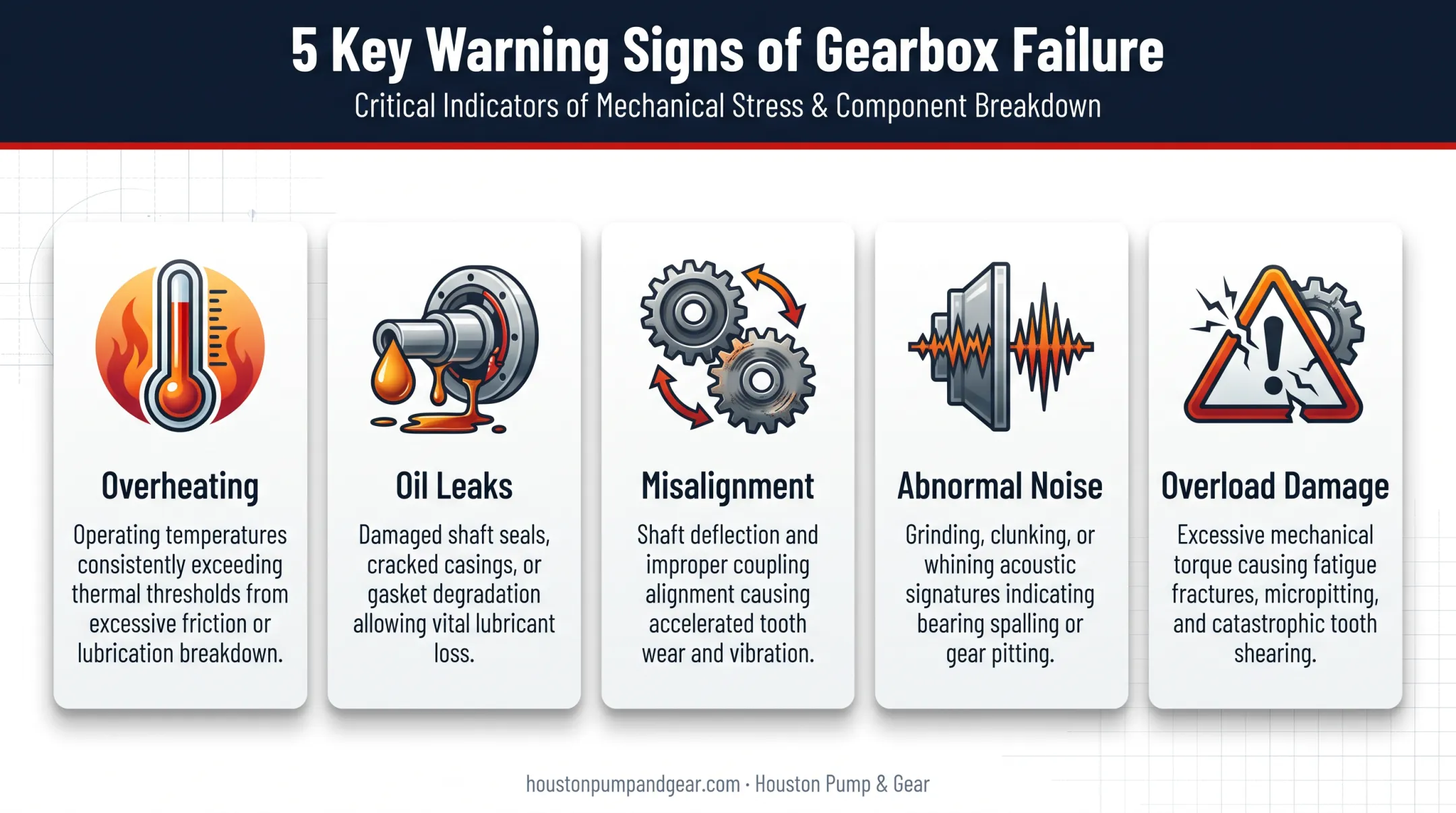 Five warning signs of gearbox failure including overheating and leaks