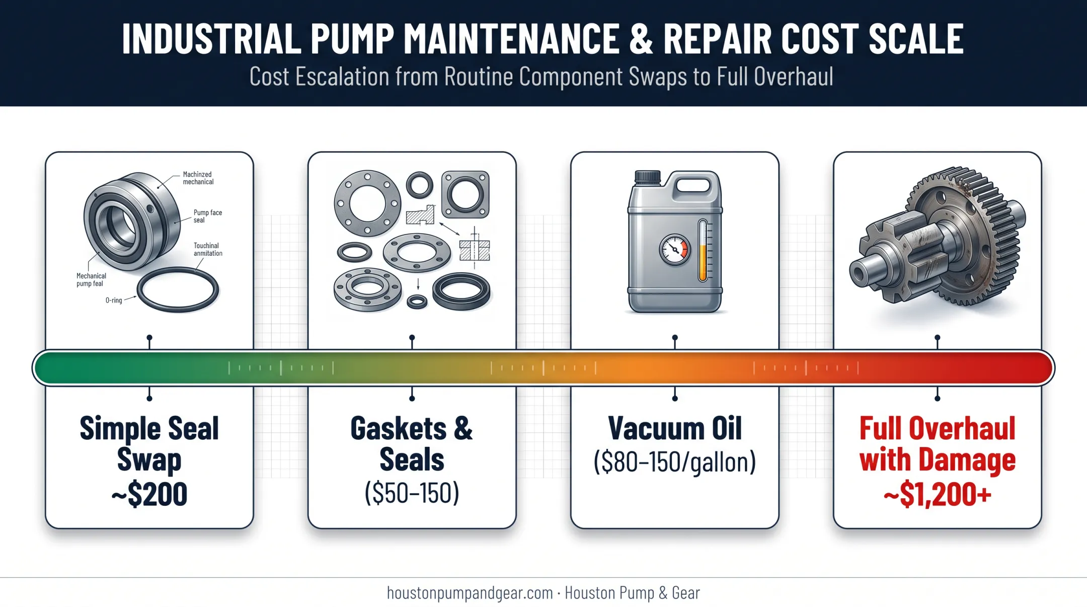 Vacuum pump seal repair cost comparison from simple swap to full overhaul