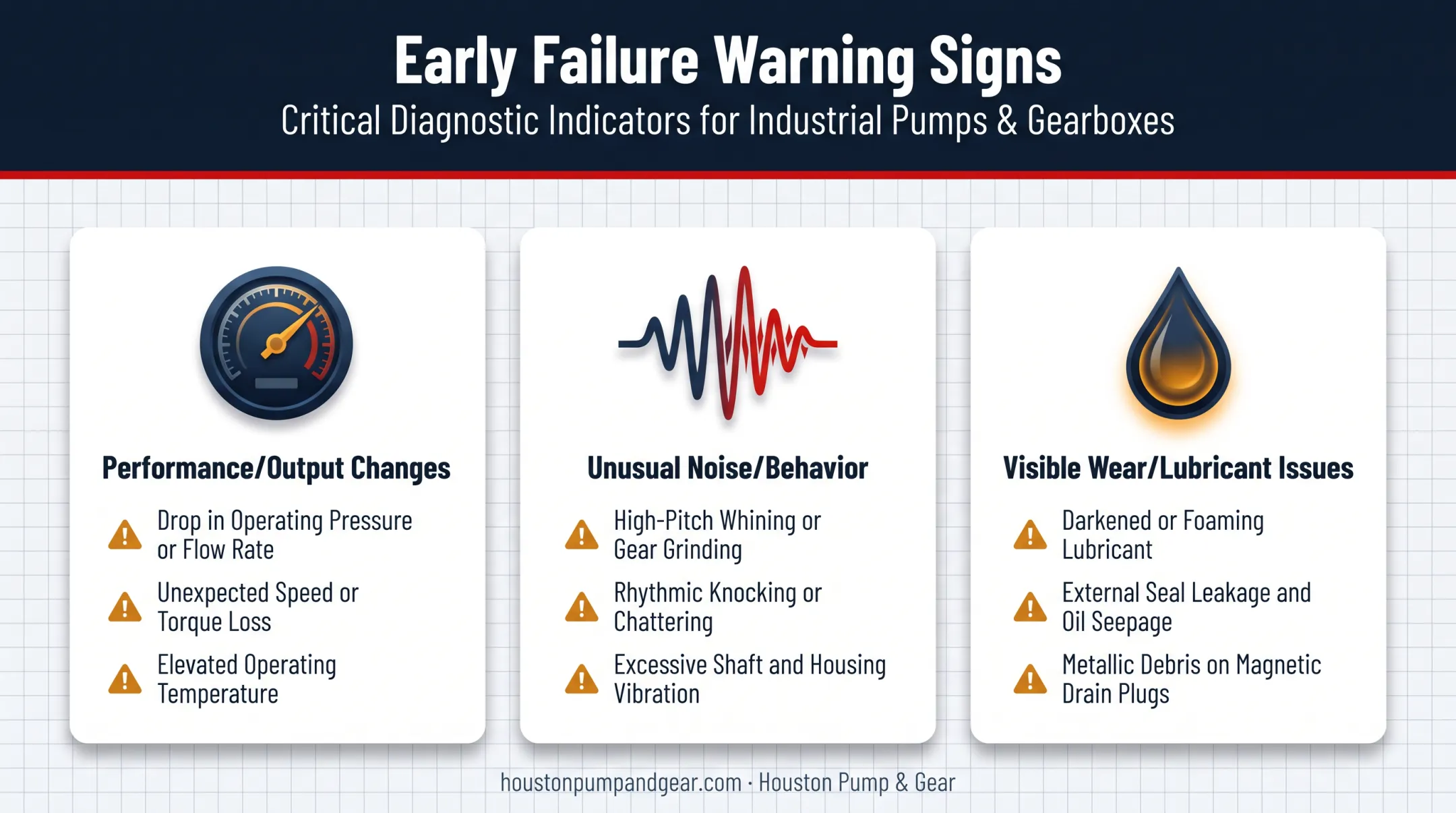 Warning signs helical gearbox needs maintenance checklist infographic