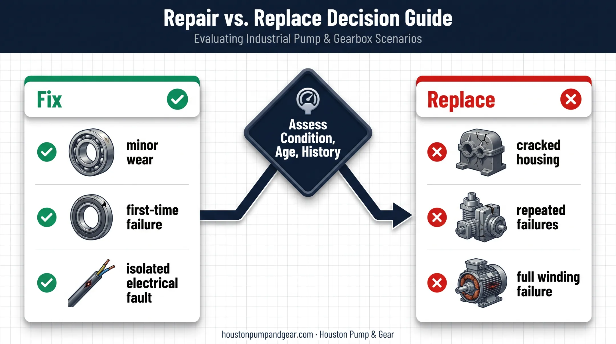 Fix versus replace decision guide for industrial pump motors