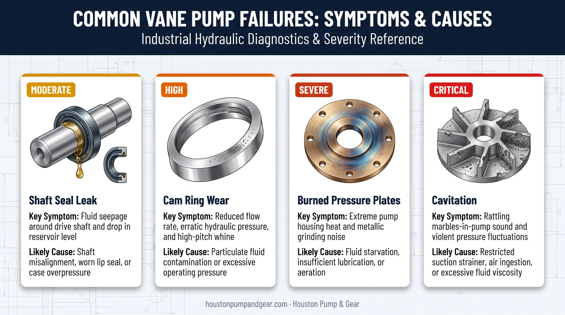 Four common hydraulic vane pump failure symptoms and causes comparison chart
