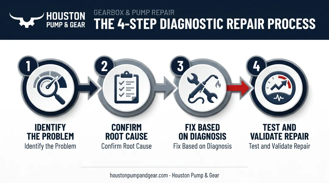 4-step shaft repair process from diagnosis to validation testing