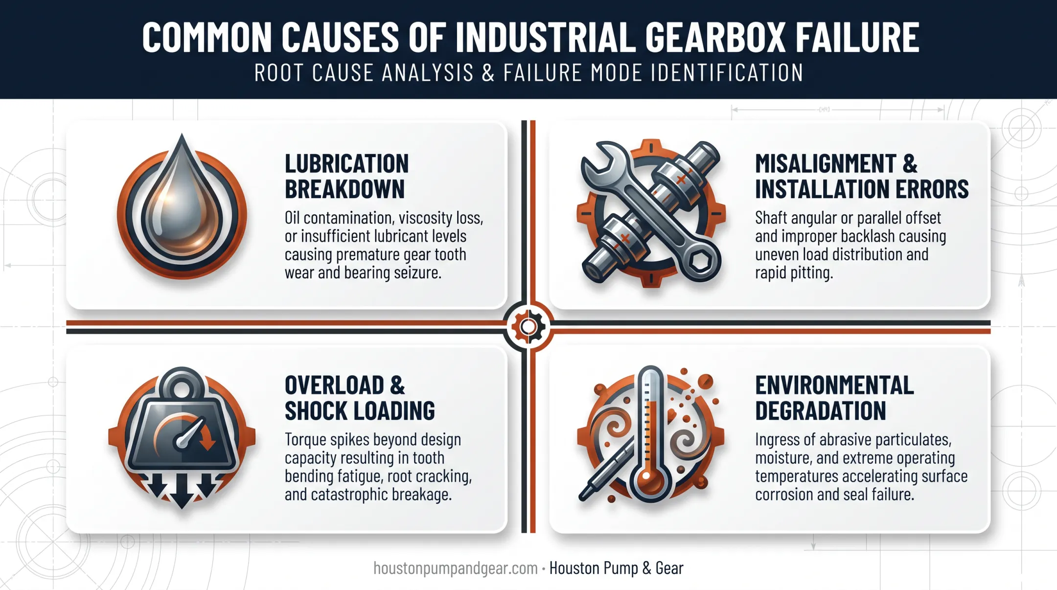 Four leading causes of industrial gearbox failure comparison chart