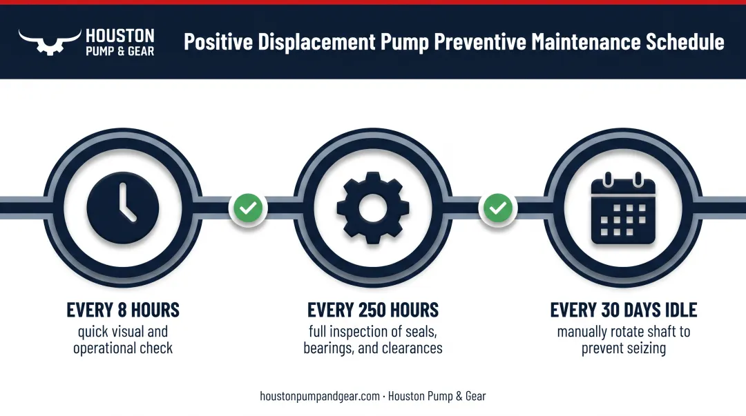 Positive displacement pump preventive maintenance schedule and inspection intervals