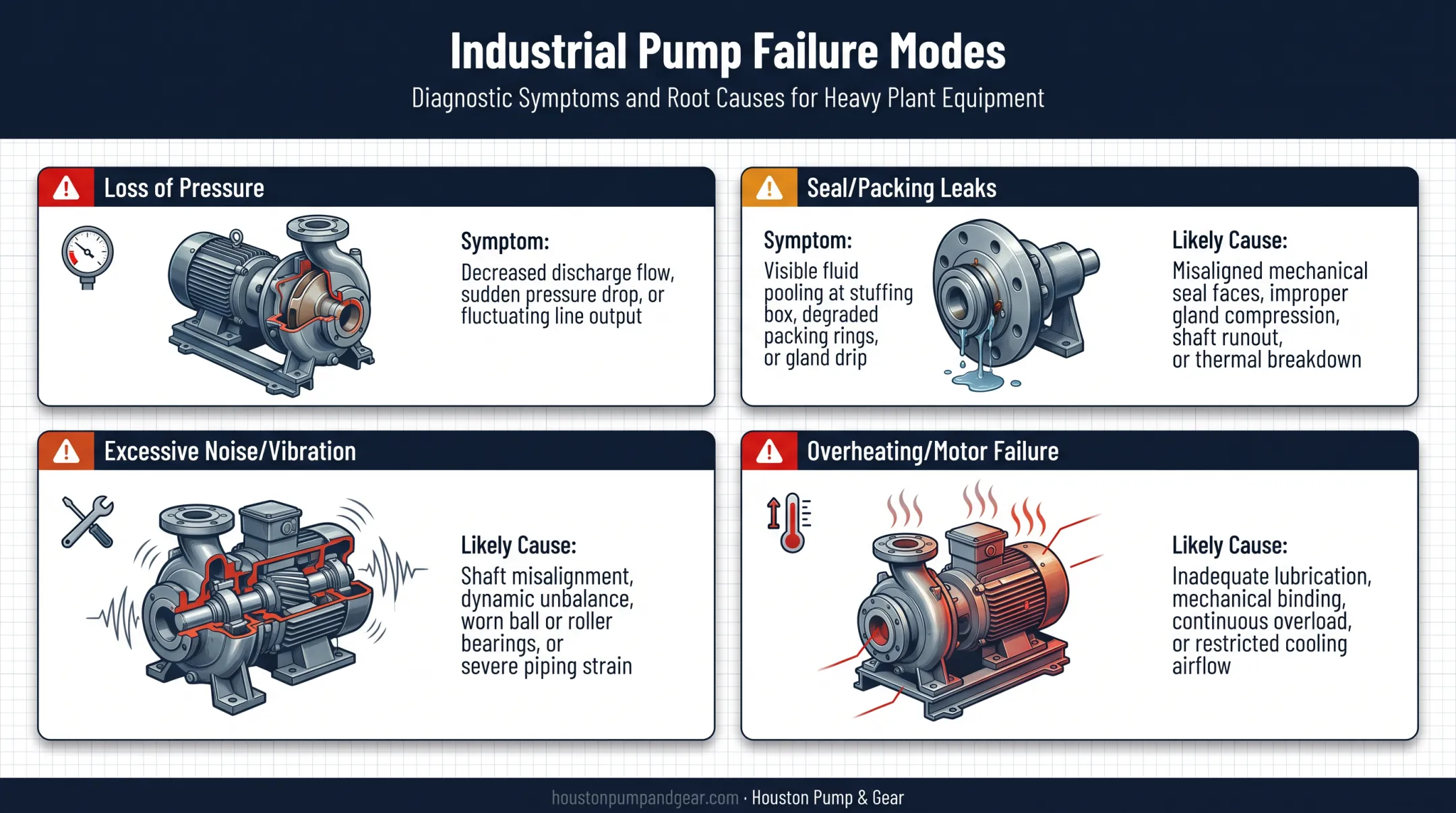 Four common high pressure pump failure symptoms and causes chart