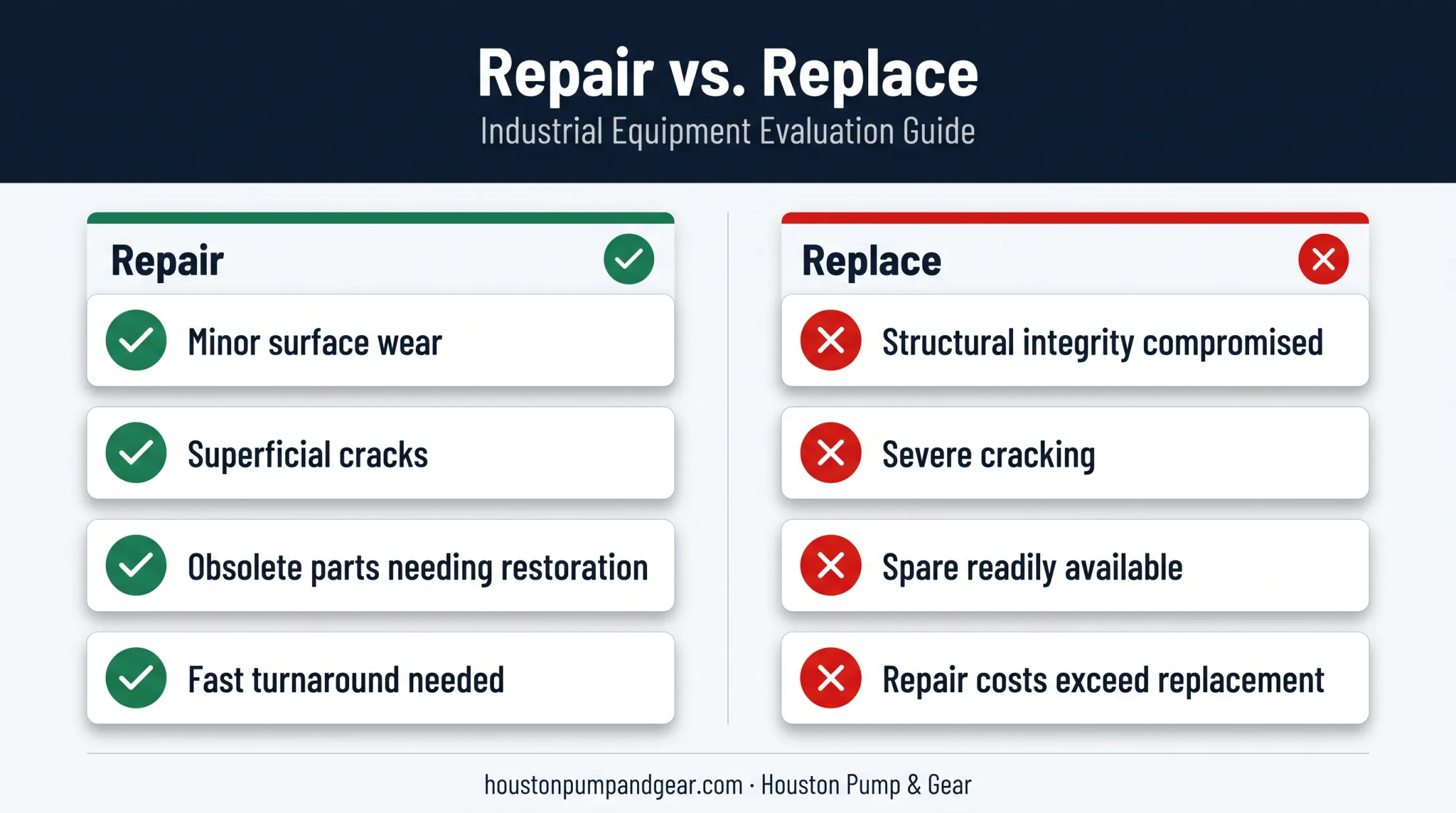 Splined shaft repair versus replacement decision comparison chart