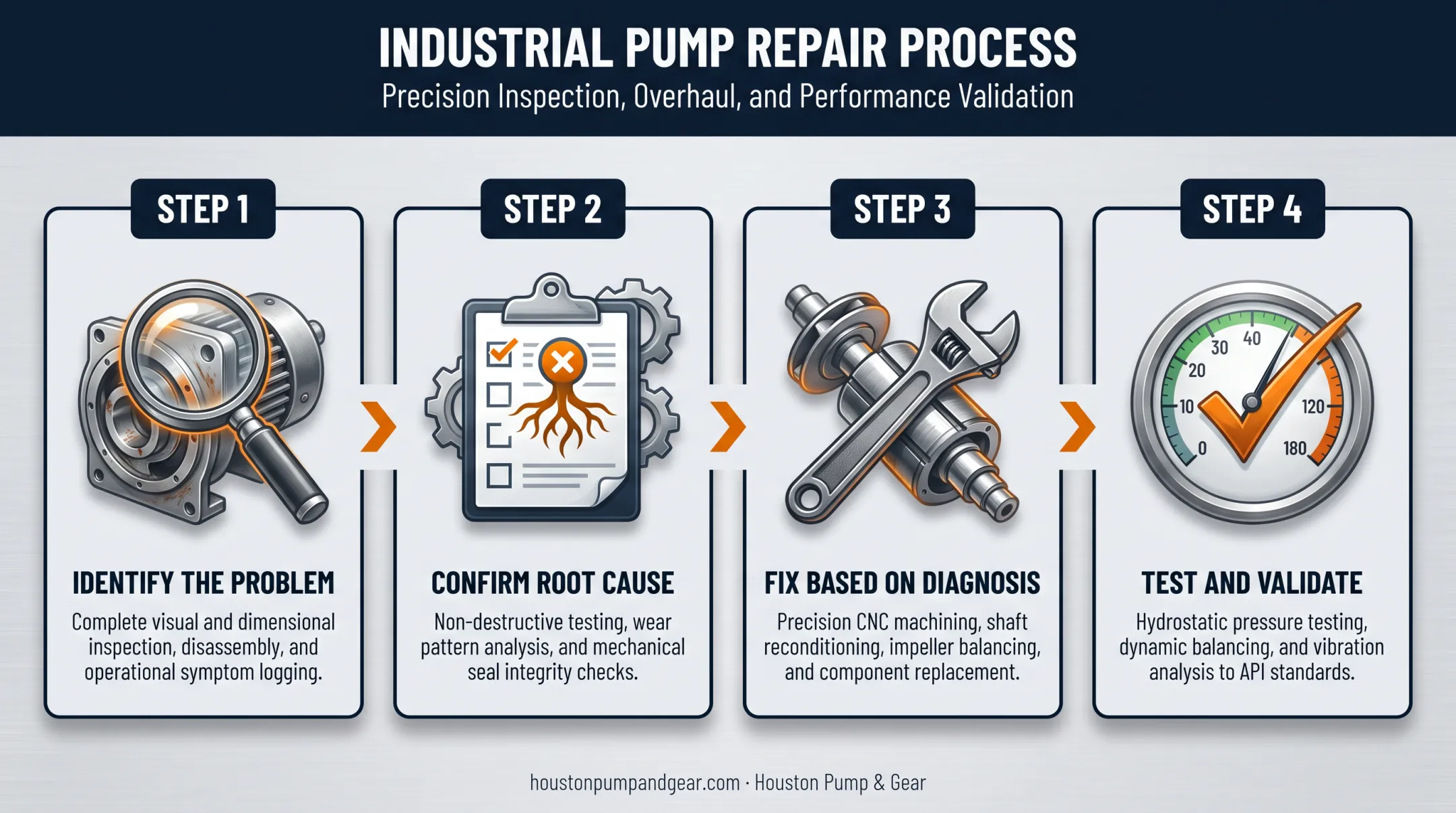 4-step submersible sewage pump repair process from diagnosis to testing