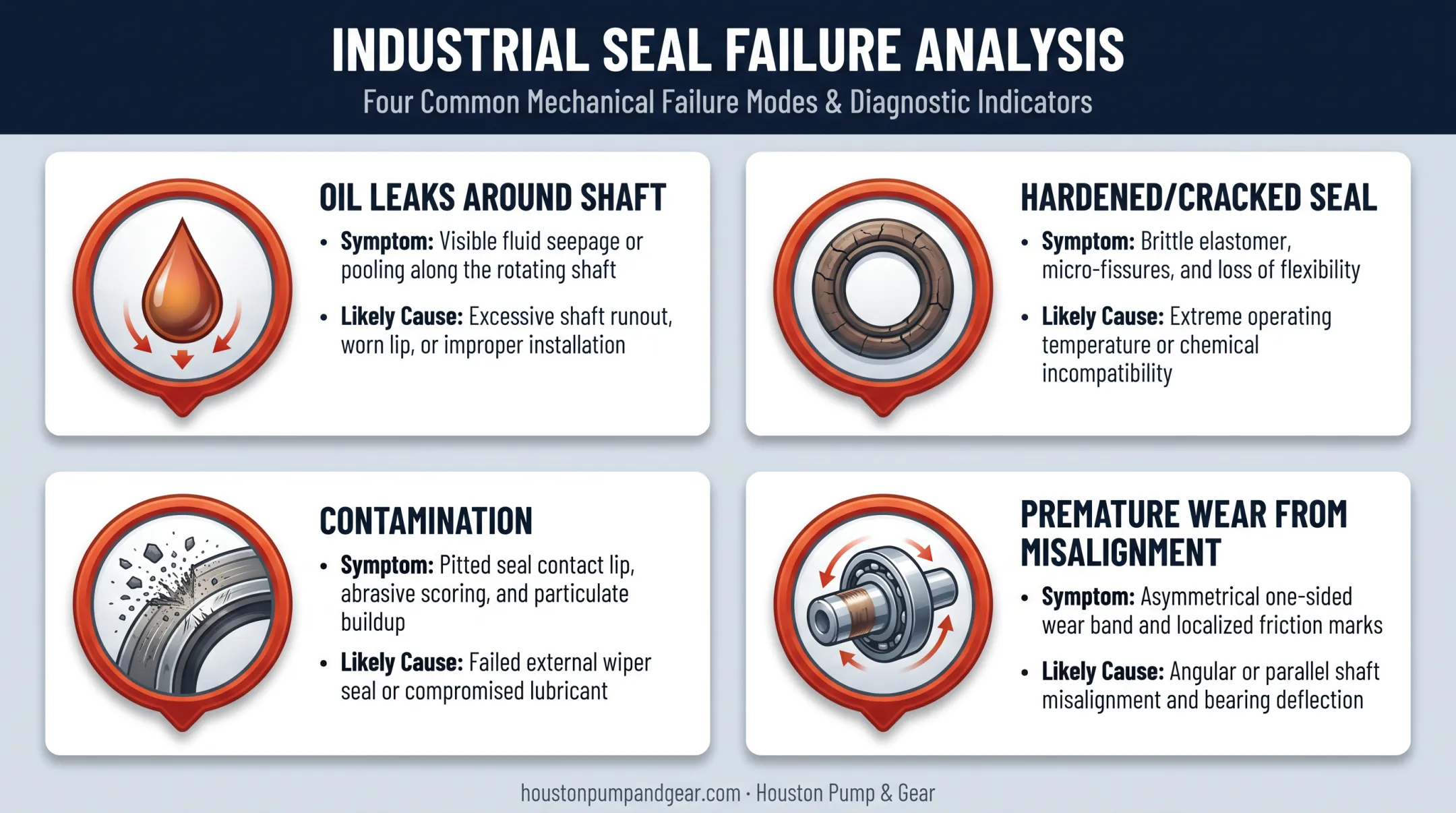 Four common gearbox seal failure types and their symptoms comparison