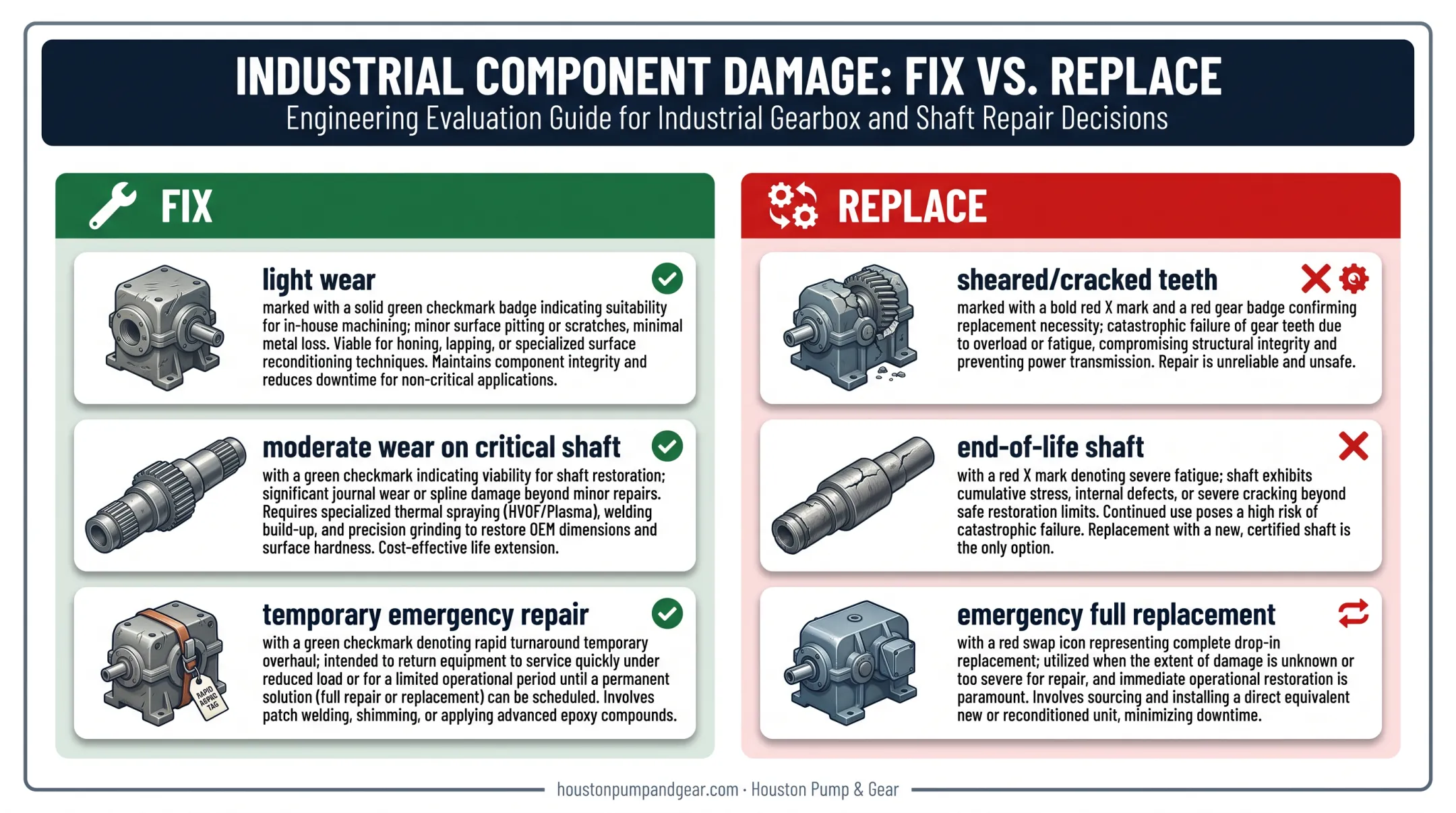 Fix versus replace decision comparison for worn spline shafts