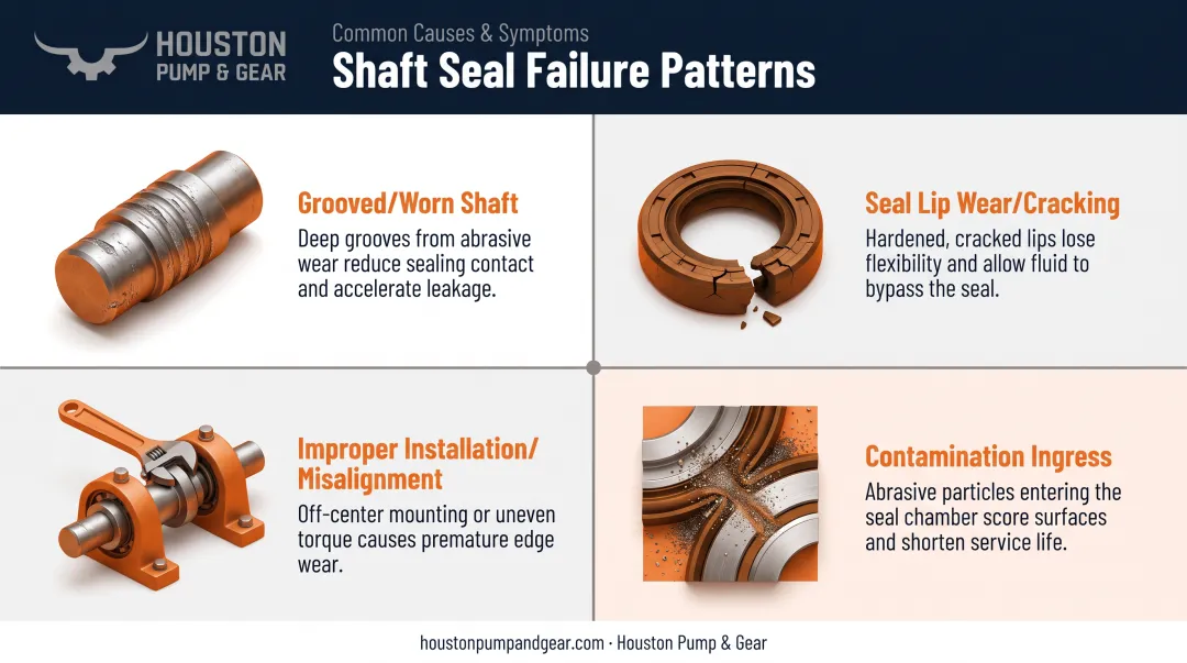 Four common shaft seal failure types with symptoms and root causes