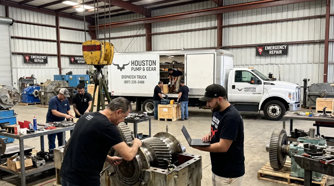 Houston Pump and Gear emergency gearbox repair truck dispatch service