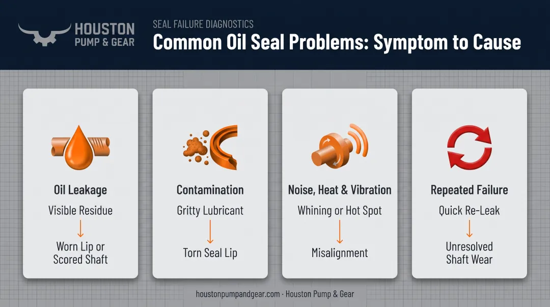 Four common oil seal failure symptoms and root cause diagram