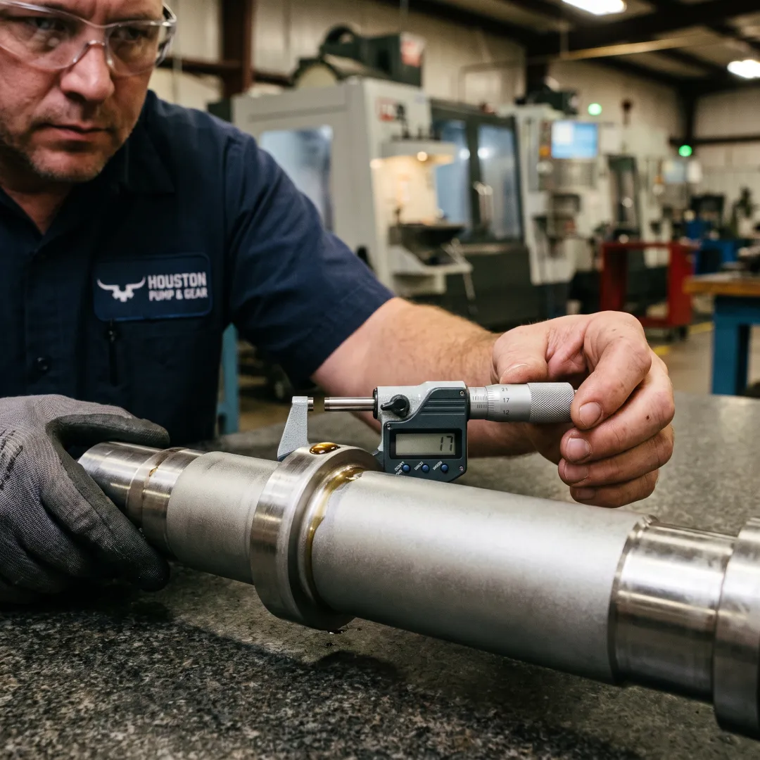 Industrial shaft being measured after polishing
