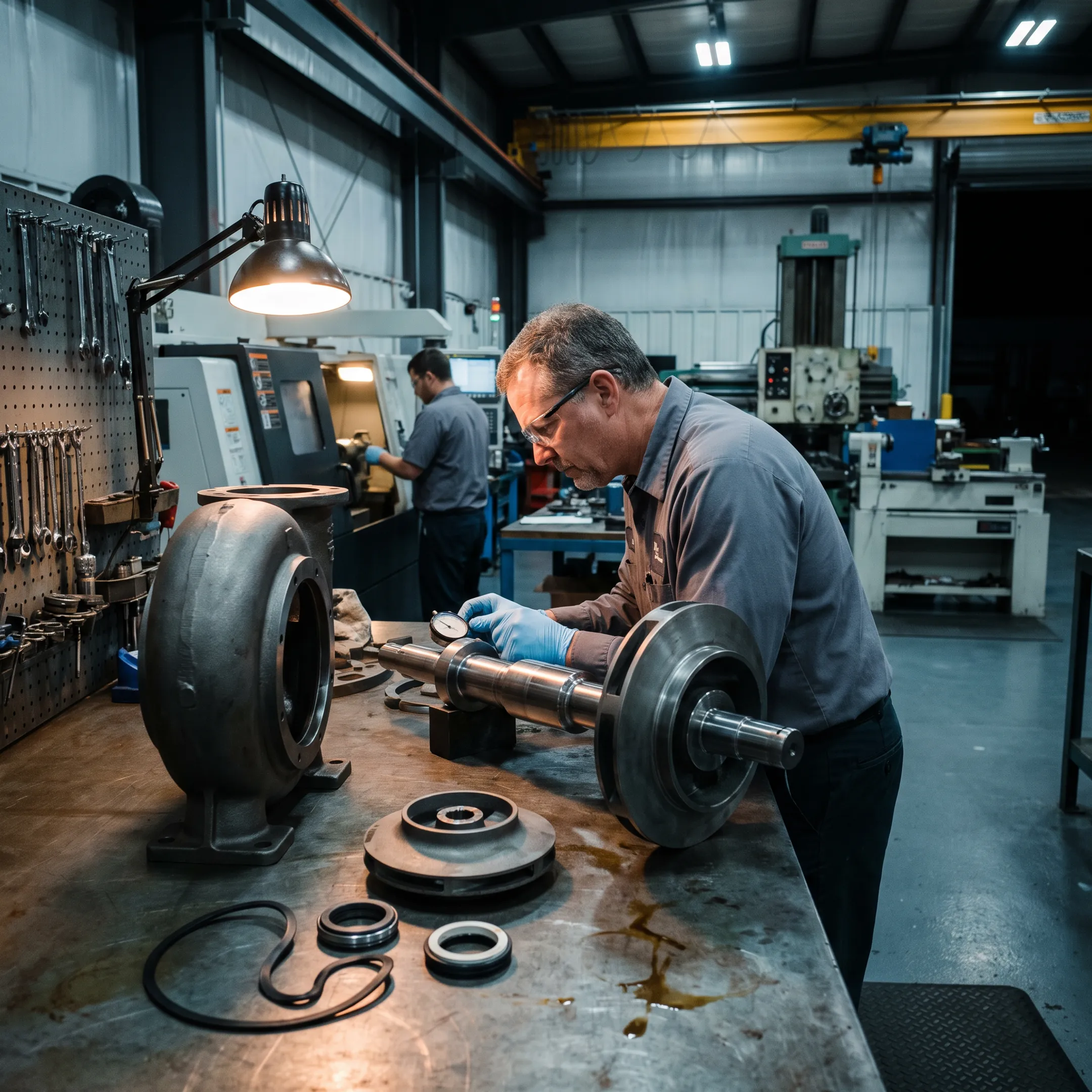Industrial pump components prepared for engineered repair