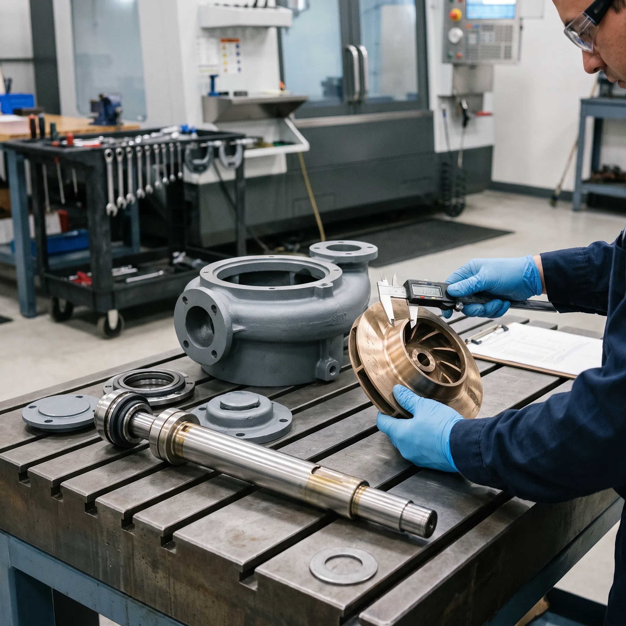 Nash vacuum pump components prepared for repair