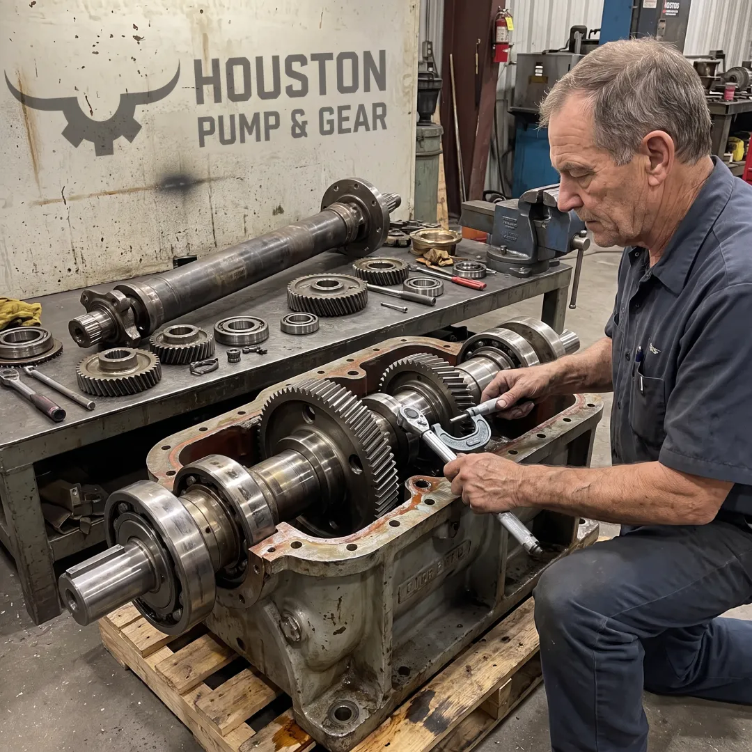 Industrial gearbox repair in progress