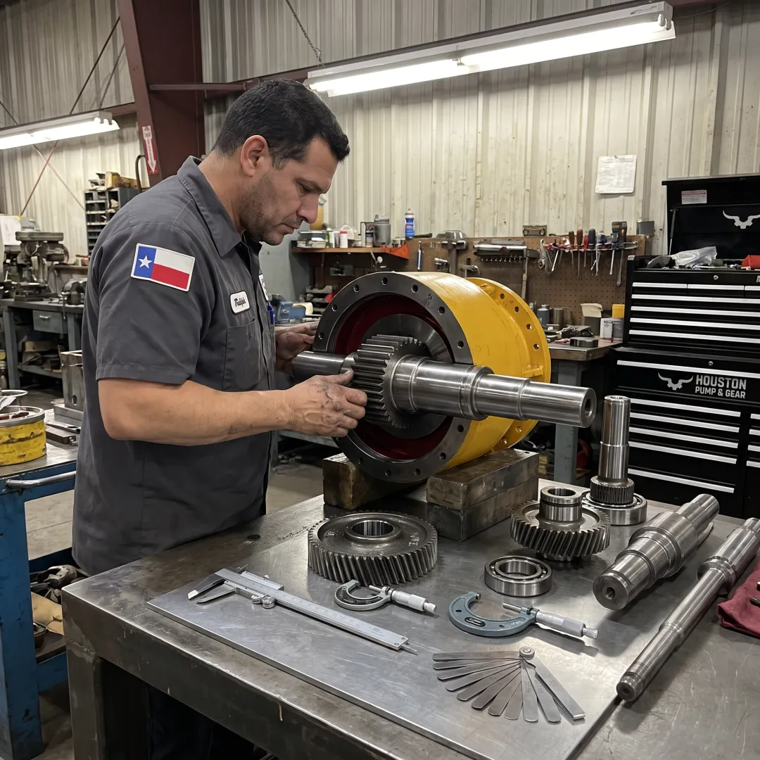 Industrial gearbox being rebuilt