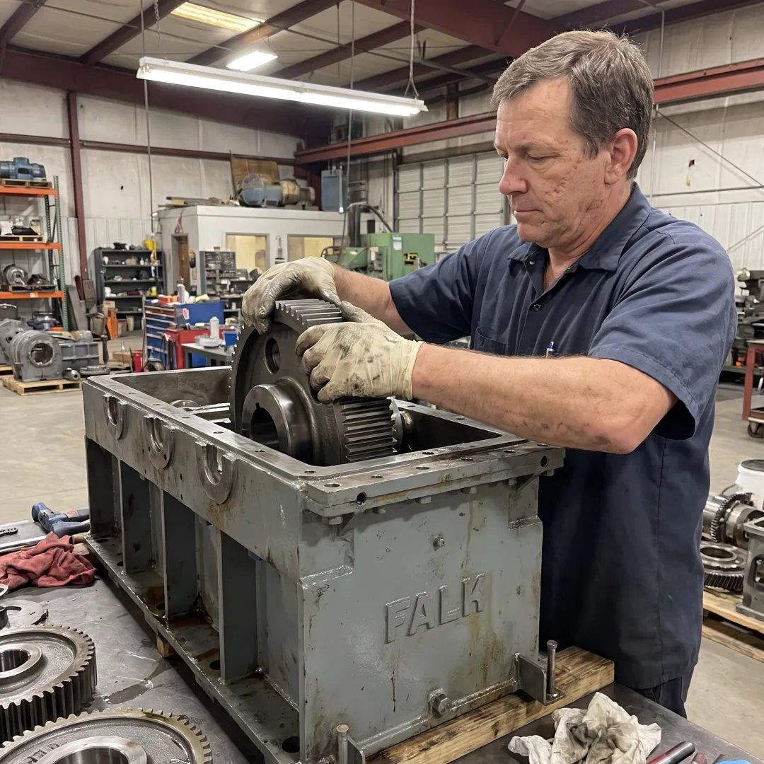 Industrial gearbox rebuild in progress