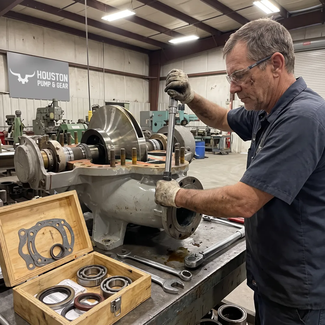 Industrial pump repair in progress
