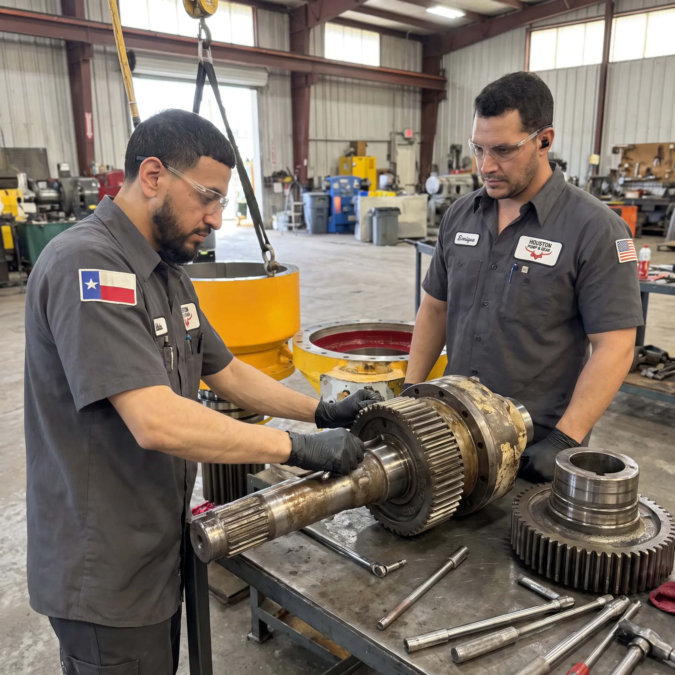 Technician restoring a Lufkin gearbox component