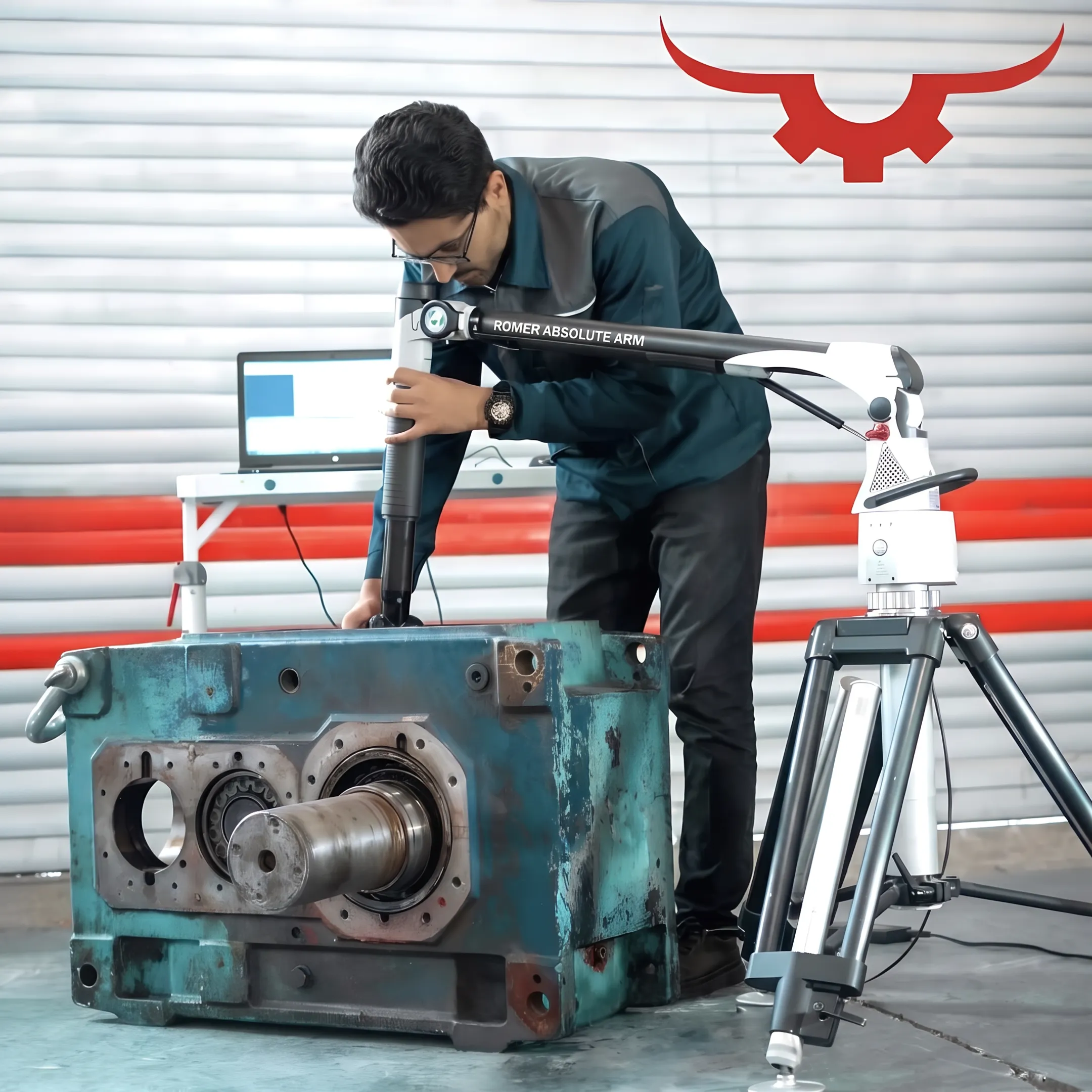 Industrial technician restoring a mill gearbox component