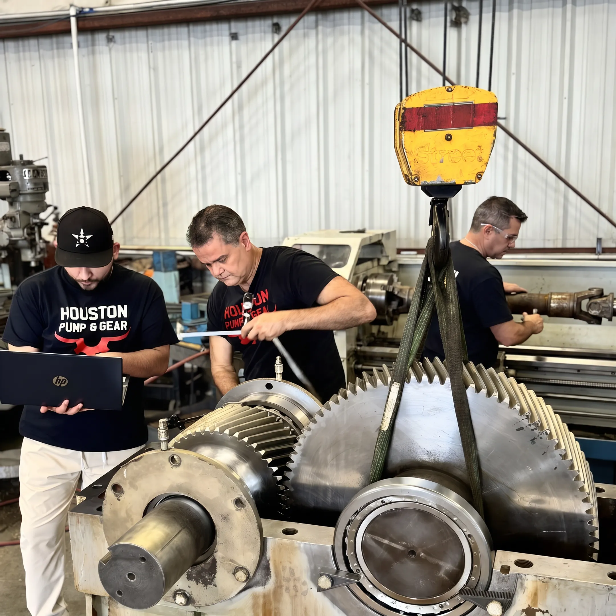 Machinist restoring an industrial drive shaft
