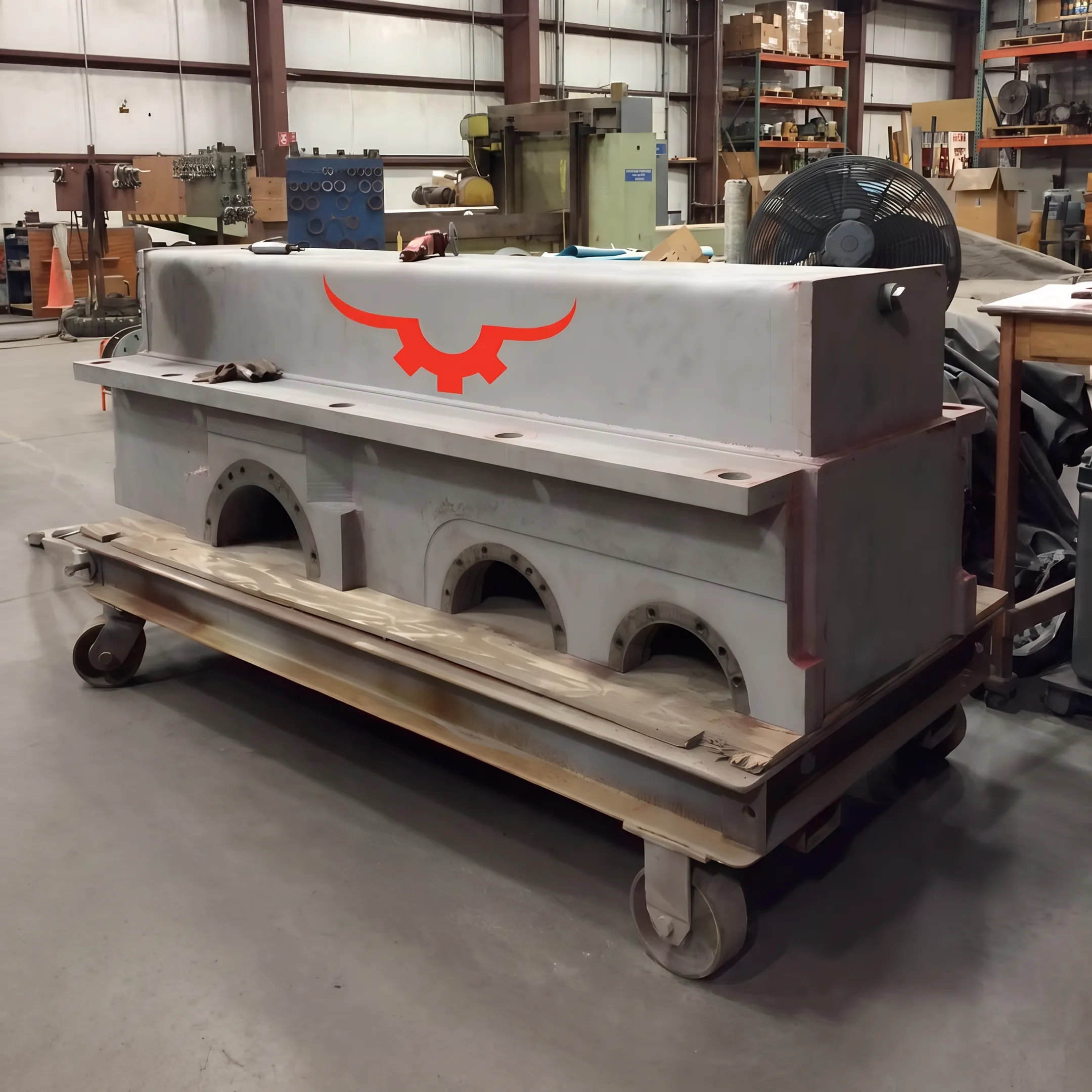 Industrial gearbox and pump components prepared for repair
