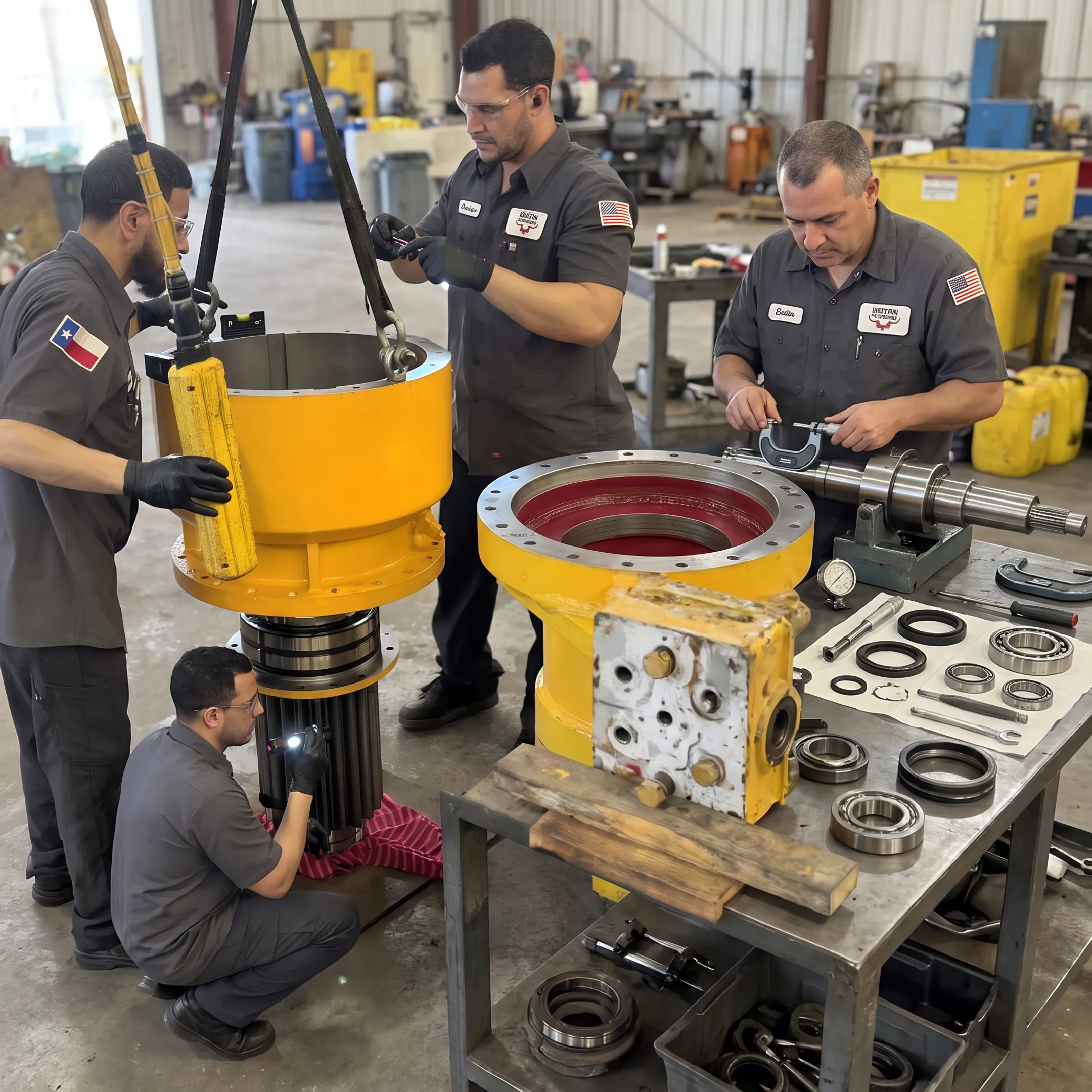Industrial pump undergoing professional overhaul