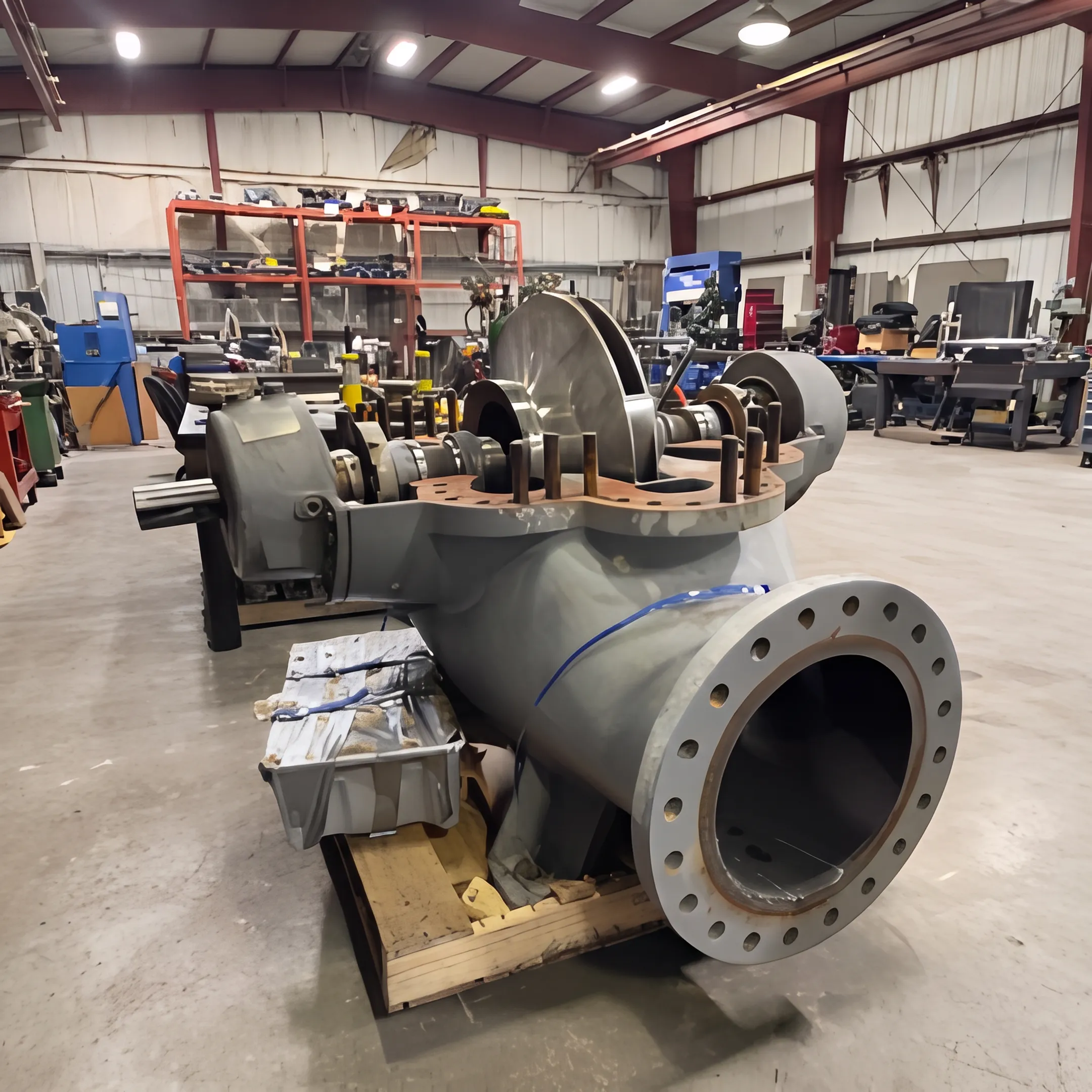 Industrial repair technician restoring a hydraulic pump component