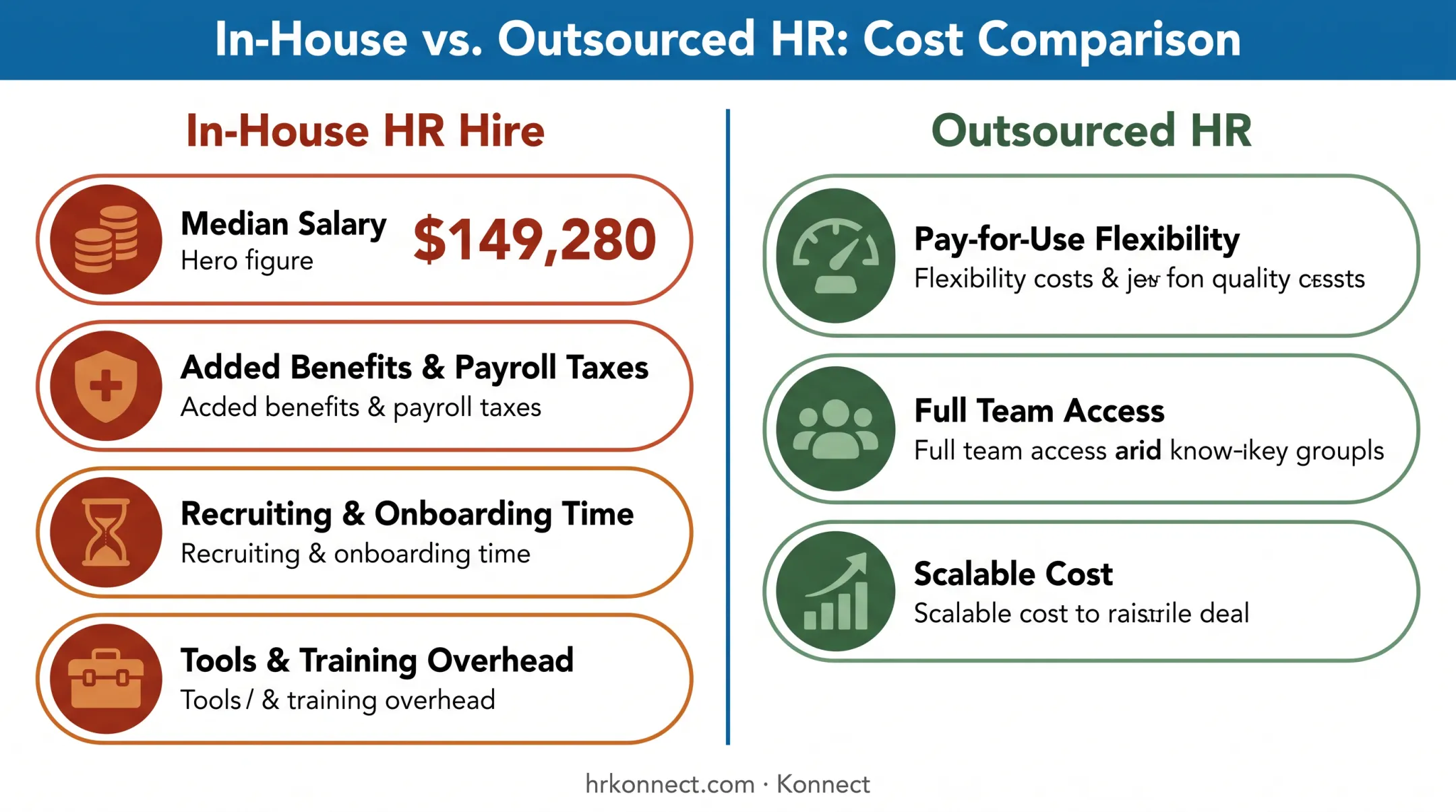In-house HR hire cost versus outsourced HR cost comparison chart