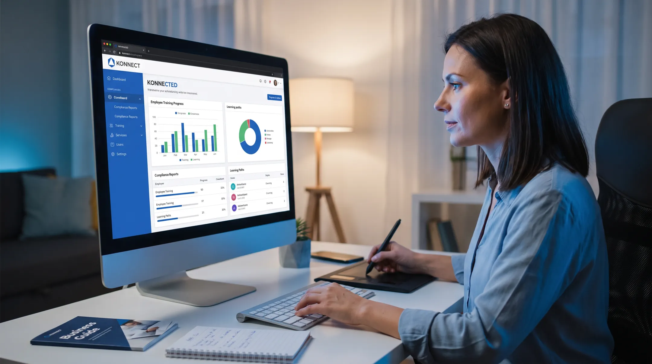 HR consultant reviewing LMS configuration and compliance training setup