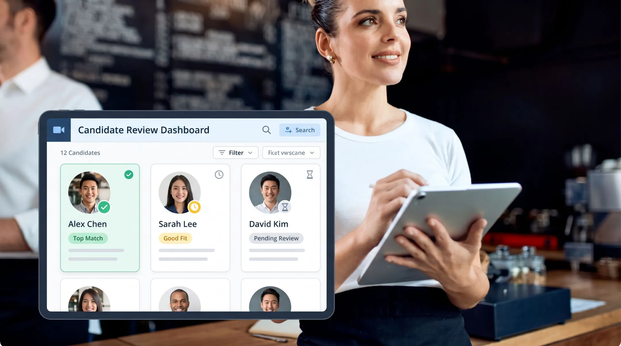 Retail hiring manager conducting fast conversational interview screening process