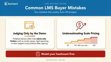 Common LMS buyer mistakes infographic highlighting demo and pricing pitfalls