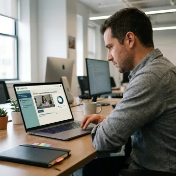 Employee completing compliance training in an online learning platform