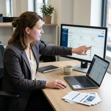HR manager reviewing employee learning progress