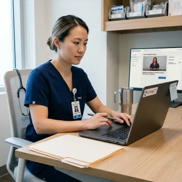 Healthcare employee completing online compliance training