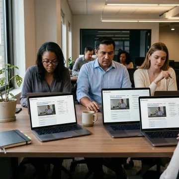 Employees completing online compliance training
