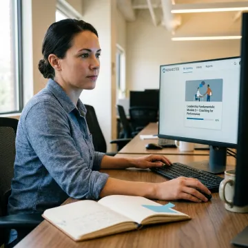 Employee completing online professional training