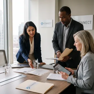 HR professional meeting with hiring managers