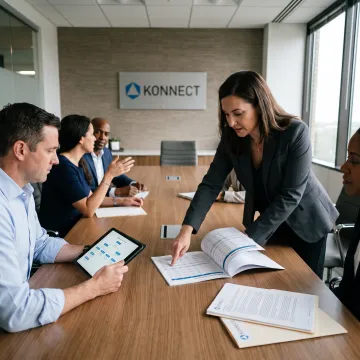 HR consultants meeting with business leaders
